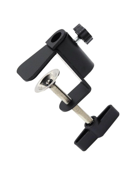 Soporte de Abrazadera C Universal para Micrófono y Lámpara - Aluminio Negro Soporte de Abrazadera C Universal para Micrófono y Lámpara - Aluminio Negro