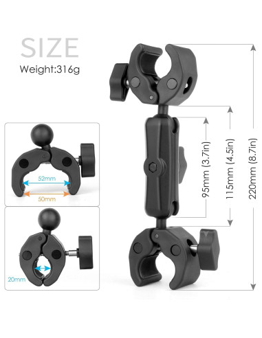 Soporte de Cámara Doble Super Clamp YALLSAME con Brazo Ajustable