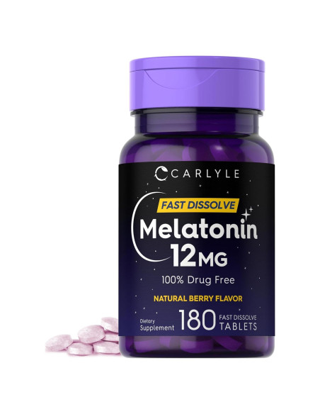 Melatonina 12 mg Carlyle 180 Tabletas Disolución Rápida Sabor Baya Melatonina 12 mg Carlyle 180 Tabletas Disolución Rápida Sabor Baya