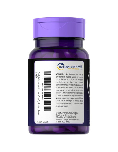 Melatonina 12 mg Carlyle 180 Tabletas Disolución Rápida Sabor Baya