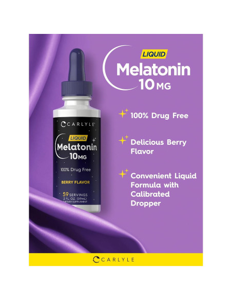 Melatonina Líquida 10mg Carlyle 60ml Sabor a Baya Vegetariana Melatonina Líquida 10mg Carlyle 60ml Sabor a Baya Vegetariana