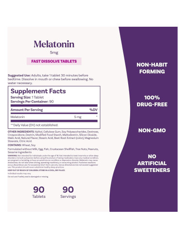 Suplemento de Melatonina Natrol 5 mg Rápida Disolución 90 Tabletas