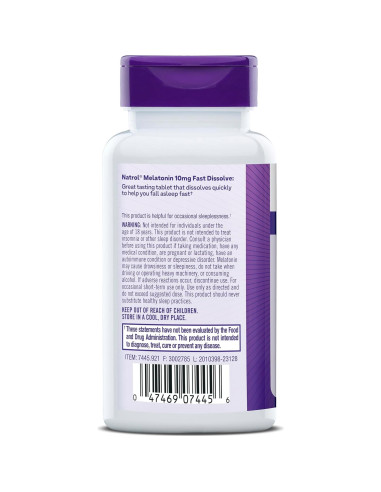 Natrol Melatonina 10 mg Rápida Disolución 200 Tabletas Sabor Fresa