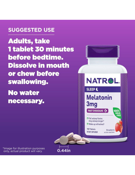 Suplemento de Melatonina Natrol 3 mg, 150 Tabletas Sabor Fresa Suplemento de Melatonina Natrol 3 mg, 150 Tabletas Sabor Fresa