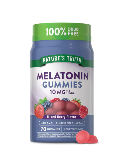 Gomitas de Melatonina 10mg Nature's Truth 70 Unidades Sabor Baya Gomitas de Melatonina 10mg Nature's Truth 70 Unidades Sabor Baya