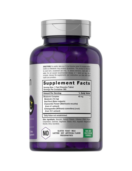 Complejo de Melatonina Horbach 40mg - 360 Tabletas Rápidas Complejo de Melatonina Horbach 40mg - 360 Tabletas Rápidas