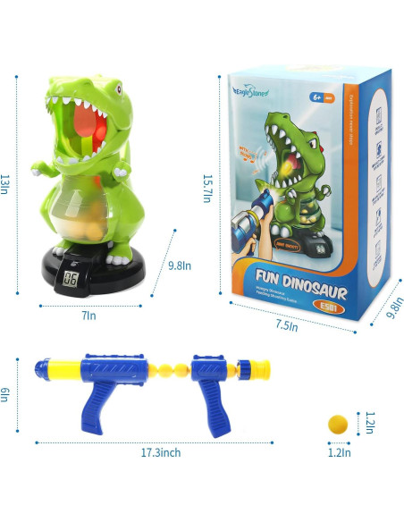 Juguete de Disparo Dinosaurio EagleStone con LCD y 24 Pelotas Juguete de Disparo Dinosaurio EagleStone con LCD y 24 Pelotas