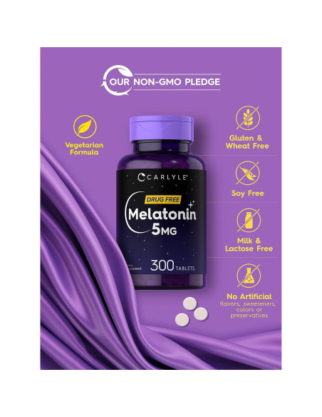 Melatonina 5mg Carlyle - 300 Tabletas Vegetarianas Melatonina 5mg Carlyle - 300 Tabletas Vegetarianas