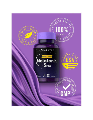 Melatonina 5mg Carlyle - 300 Tabletas Vegetarianas