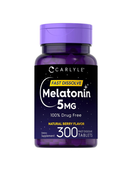 Melatonina 5 mg Carlyle Tabletas Rápidas Sabor Baya 300 Unidades Melatonina 5 mg Carlyle Tabletas Rápidas Sabor Baya 300 Unidades