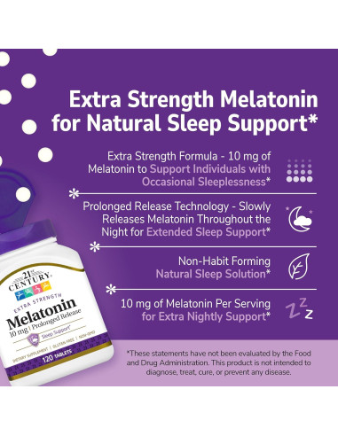 Melatonina 10 mg Liberación Prolongada 120 Cápsulas