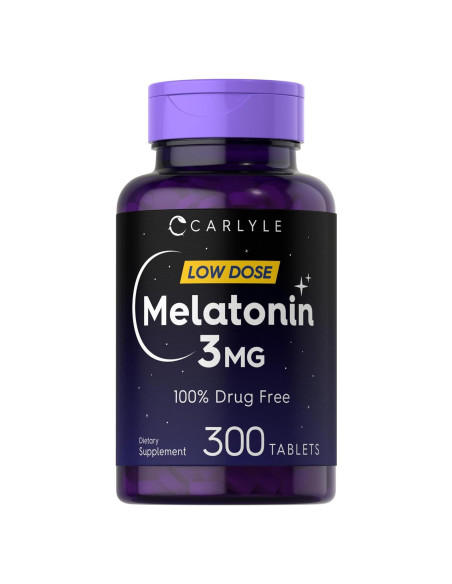 Carlyle Melatonina 3mg 300 Tabletas Vegetariano Libre de Gluten Carlyle Melatonina 3mg 300 Tabletas Vegetariano Libre de Gluten