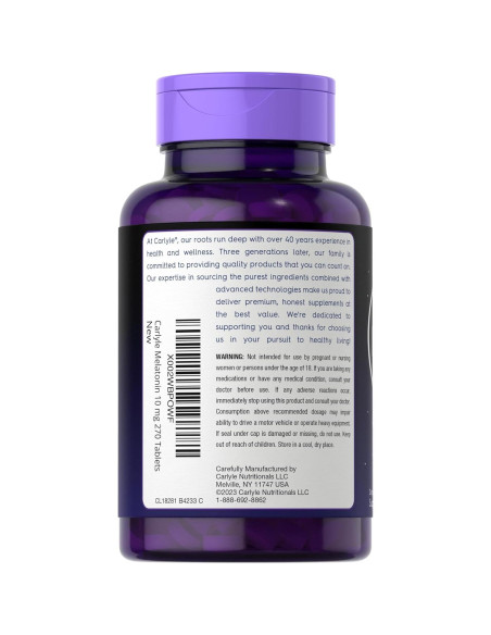 Carlyle Melatonina 10mg 270 Tabletas Vegetarianas L-Theanina Carlyle Melatonina 10mg 270 Tabletas Vegetarianas L-Theanina
