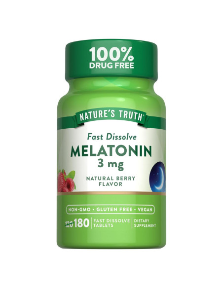 Tabletas de Melatonina 3mg Nature's Truth - 180 Tabletas Veganas Tabletas de Melatonina 3mg Nature's Truth - 180 Tabletas Veganas