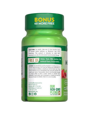 Tabletas de Melatonina 3mg Nature's Truth - 180 Tabletas Veganas
