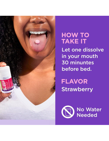 Tabletas de Sueño OLLY Extra Fuertes 5mg Melatonina Sabor Fresa - 30ct