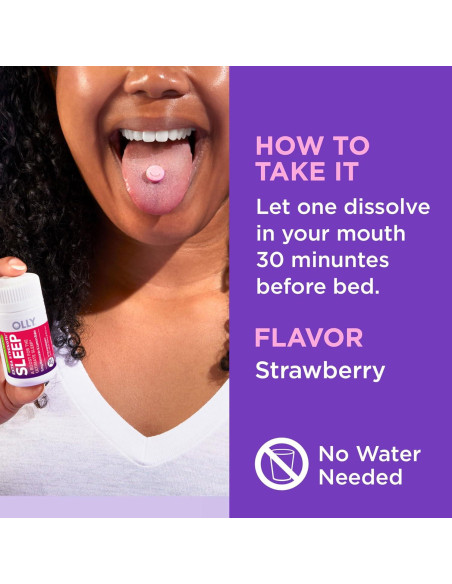 Tabletas de Sueño OLLY Extra Fuertes 5mg Melatonina Sabor Fresa - 30ct Tabletas de Sueño OLLY Extra Fuertes 5mg Melatonina Sabor Fresa - 30ct