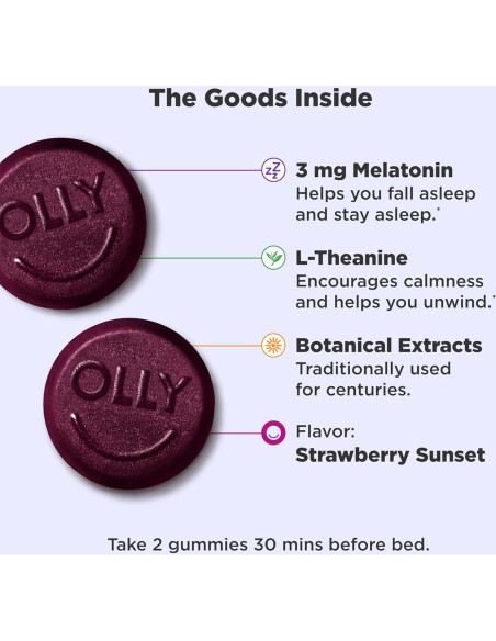 Gominolas para Dormir OLLY 60 Unidades con Melatonina y L-Teanina Gominolas para Dormir OLLY 60 Unidades con Melatonina y L-Teanina