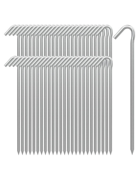 AAGUT Estacas de Tienda de Acero Galvanizado 9" (22,86 cm) 50 Pcs AAGUT Estacas de Tienda de Acero Galvanizado 9" (22,86 cm) 50 Pcs