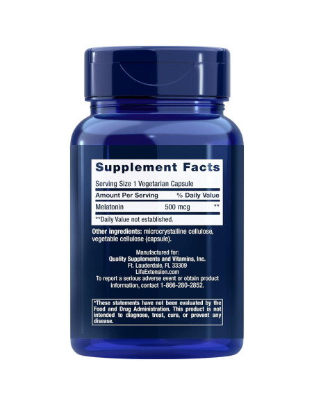 Melatonina Life Extension 500 mcg - 200 Cápsulas Vegetarianas Melatonina Life Extension 500 mcg - 200 Cápsulas Vegetarianas