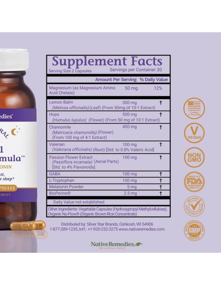 Suplemento Natural para Dormir Native Remedies 60 Cápsulas Suplemento Natural para Dormir Native Remedies 60 Cápsulas