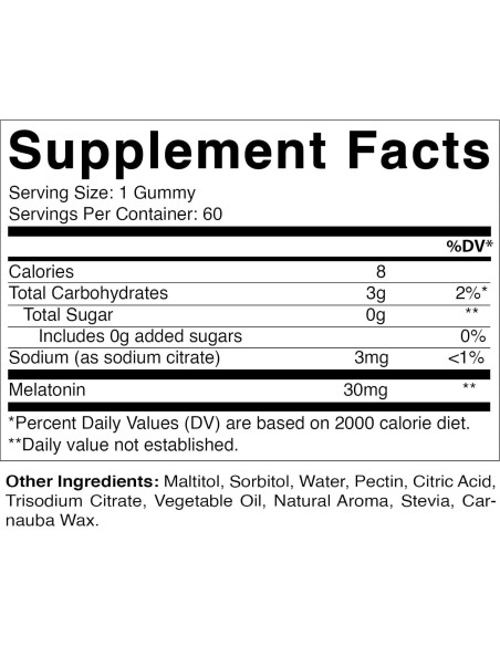 Gummies de Melatonina Vitamatic 30mg Sin Azúcar 60 Unidades Gummies de Melatonina Vitamatic 30mg Sin Azúcar 60 Unidades