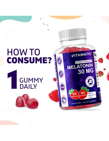 Vitamatic Melatonina Sin Azúcar 30mg - 60 Gomas Vegetarianas