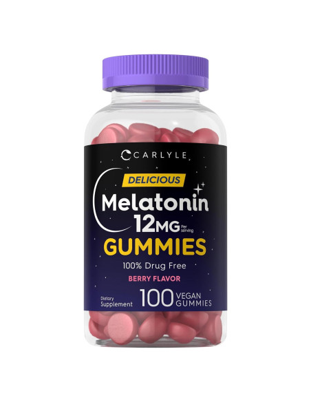 Gomitas de Melatonina Carlyle 12mg Sabor Baya 100 Unidades Gomitas de Melatonina Carlyle 12mg Sabor Baya 100 Unidades