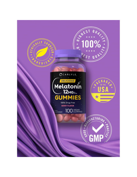Gomitas de Melatonina Carlyle 12mg Sabor Baya 100 Unidades Gomitas de Melatonina Carlyle 12mg Sabor Baya 100 Unidades