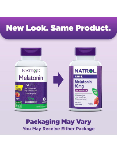 Natrol Melatonina 10mg Tabletas Rápidas Sabor Fresa 100+60