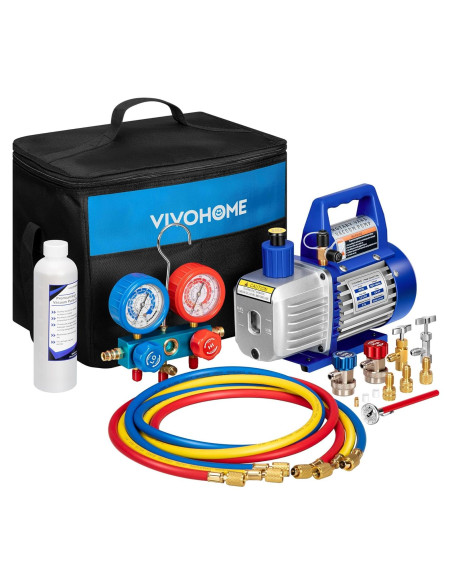 Bomba de Vacío VIVOHOME VH453 3.5 CFM con Manómetro Bomba de Vacío VIVOHOME VH453 3.5 CFM con Manómetro