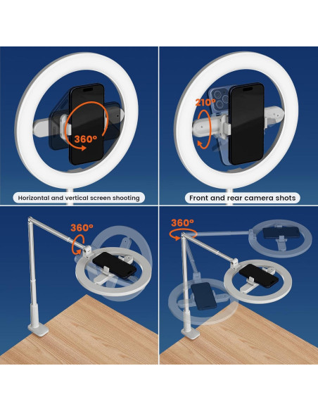 Anillo de Luz LED AIXPI con Soporte para Teléfono y Trípode Anillo de Luz LED AIXPI con Soporte para Teléfono y Trípode