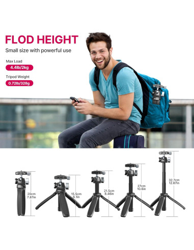 Trípode Mini ULANZI MT-47 de Aluminio 2kg 37.2cm para DSLR