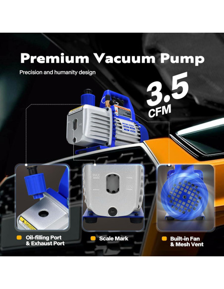 Bomba de Vacío VIVOHOME VH453 3.5 CFM con Manómetro Bomba de Vacío VIVOHOME VH453 3.5 CFM con Manómetro