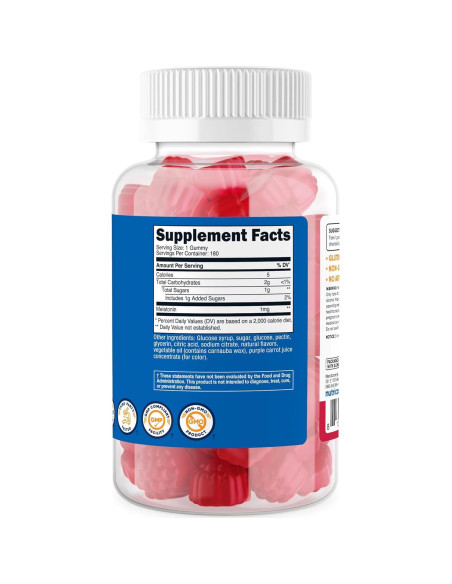 Gominolas de Melatonina Nutricost 1mg 180 Unidades Sabor Fresa Gominolas de Melatonina Nutricost 1mg 180 Unidades Sabor Fresa