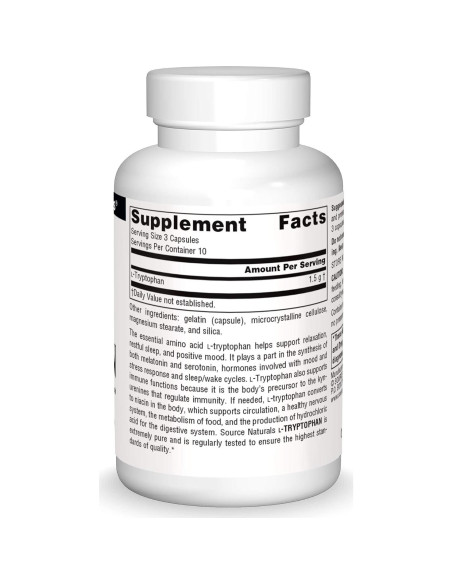 L-Triptófano Source Naturals 500mg - 30 Cápsulas para Sueño L-Triptófano Source Naturals 500mg - 30 Cápsulas para Sueño