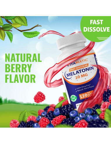 Tabletas de Melatonina Vitamatic 20 mg Sabor Baya 720 Tabletas