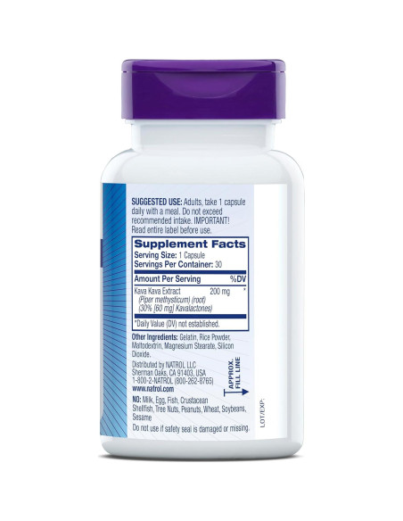 Suplemento Natrol Kava Kava 200mg para Estrés y Relajación - 30 Cápsulas Suplemento Natrol Kava Kava 200mg para Estrés y Relajación - 30 Cápsulas
