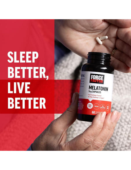 Melatonina 5mg Force Factor - Suplemento Vegano 60 Cápsulas Melatonina 5mg Force Factor - Suplemento Vegano 60 Cápsulas