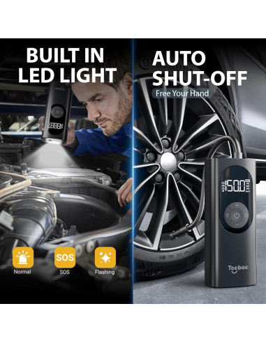 Compresor de Aire Tccbac TC560 150 PSI Portátil con Luz LED