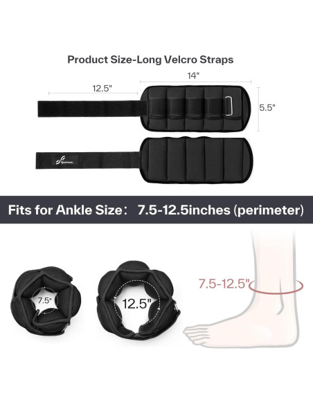 Pesas de Tobillo Ajustables Sportneer 0.9-4.5 kg Neopreno Pesas de Tobillo Ajustables Sportneer 0.9-4.5 kg Neopreno