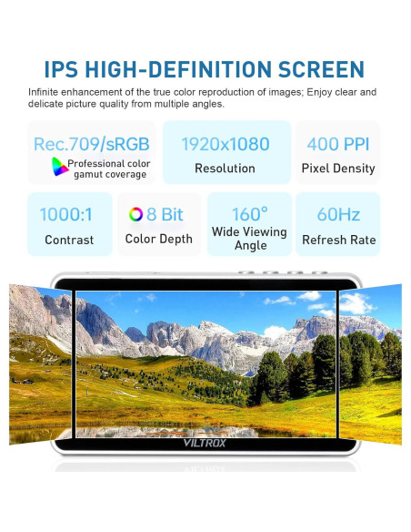 Monitor de Campo VILTROX DC-V1 5.5" 4K HDMI Táctil Monitor de Campo VILTROX DC-V1 5.5" 4K HDMI Táctil