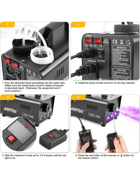 Máquina de Niebla AGPTEK HA0304-MBFBA con LED y Control Remoto Máquina de Niebla AGPTEK HA0304-MBFBA con LED y Control Remoto