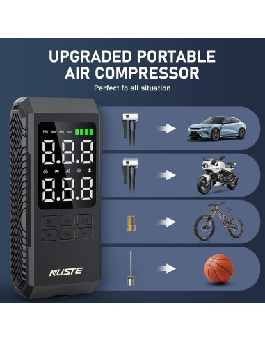 Compresor de Aire Portátil NUSTE 150PSI con Luz LED
