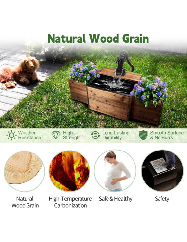 Fuente de Agua Exterior de Madera Abeto T1 90x32.5x54 cm