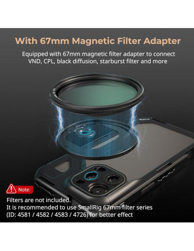 Jaula de Video SmallRig para iPhone 15 Pro con Adaptador 67mm