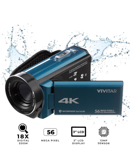 Cámara de Video 4K Vivitar DVR48K, 56MP, Zoom 18x, Impermeable Cámara de Video 4K Vivitar DVR48K, 56MP, Zoom 18x, Impermeable