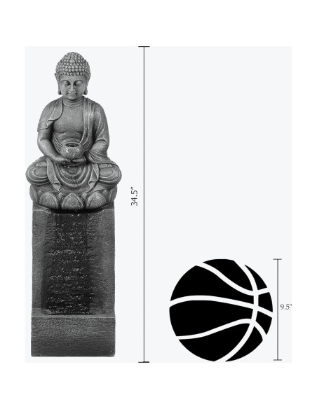 Fuente de Agua Exterior LuxenHome Buddha 87.6 cm con LED Fuente de Agua Exterior LuxenHome Buddha 87.6 cm con LED