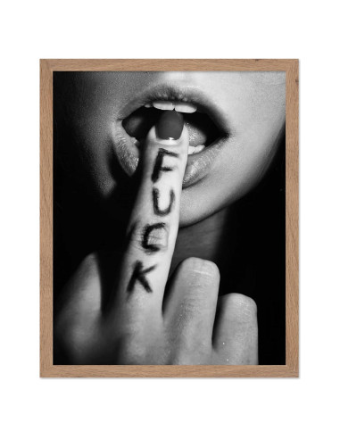 Póster Master Fuck enmarcado beige 20x25 cm arte moderno