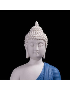 Estatua de Buda de Cerámica 30 cm Azul para Decoración 2